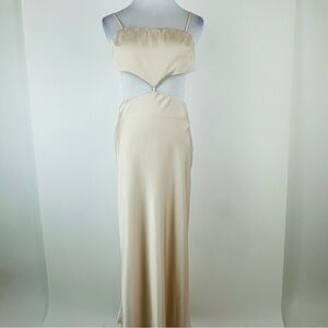OLIA Neutral Cut Out Satin Dress Size Medium